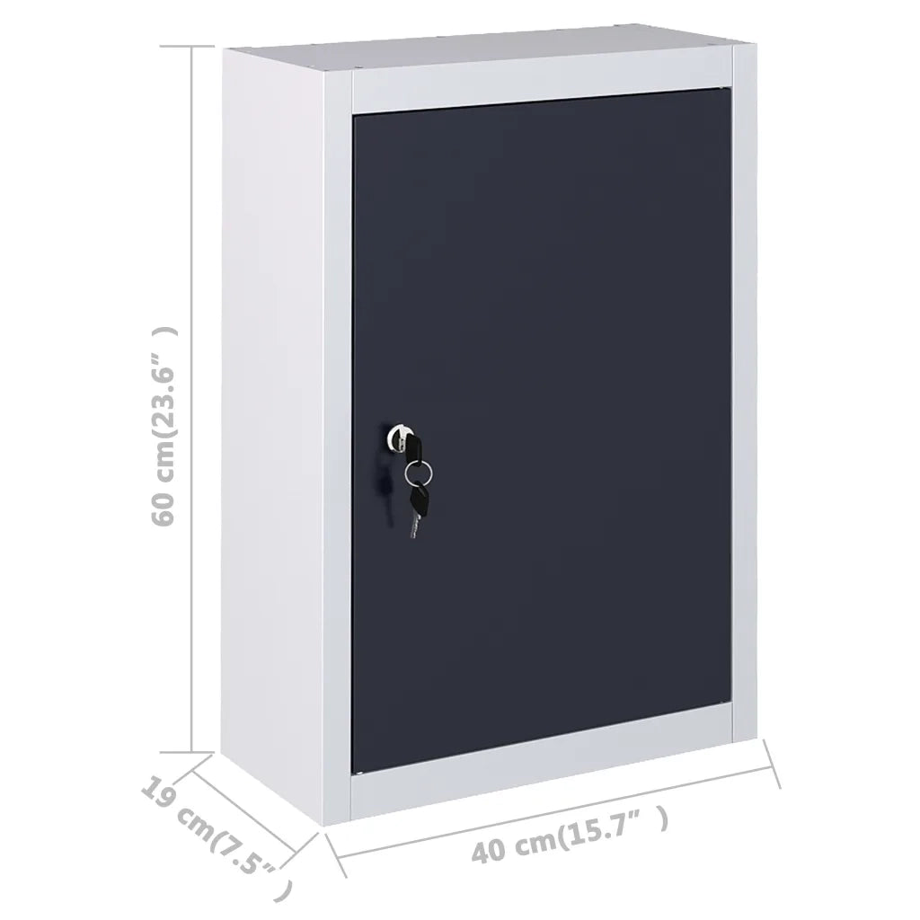 Armadio a Parete Stile Industriale in Metallo Grigio Nero 145354