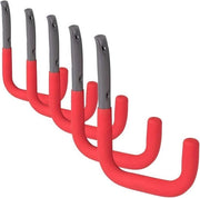 Set di Ganci da Parete da 5 - Grigio con Gomma Rossa - Diametro 12 mm - 140 x 115 mm - Scelta di Dimensioni
