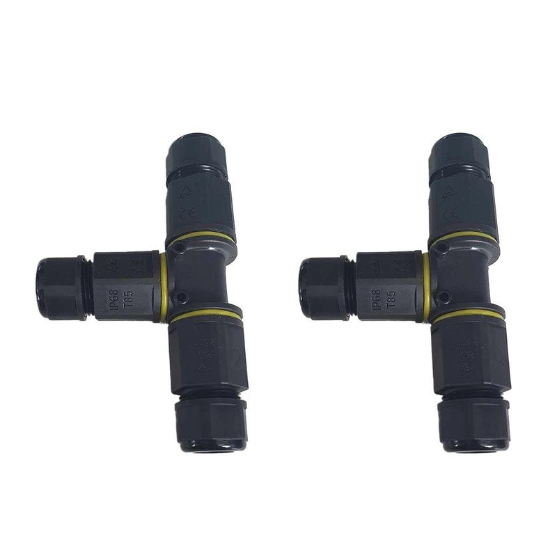 2 Connettori Veloce IP68 Forma T 3 Posti per Cavo Elettrico 6 12mm 125x80x30mm