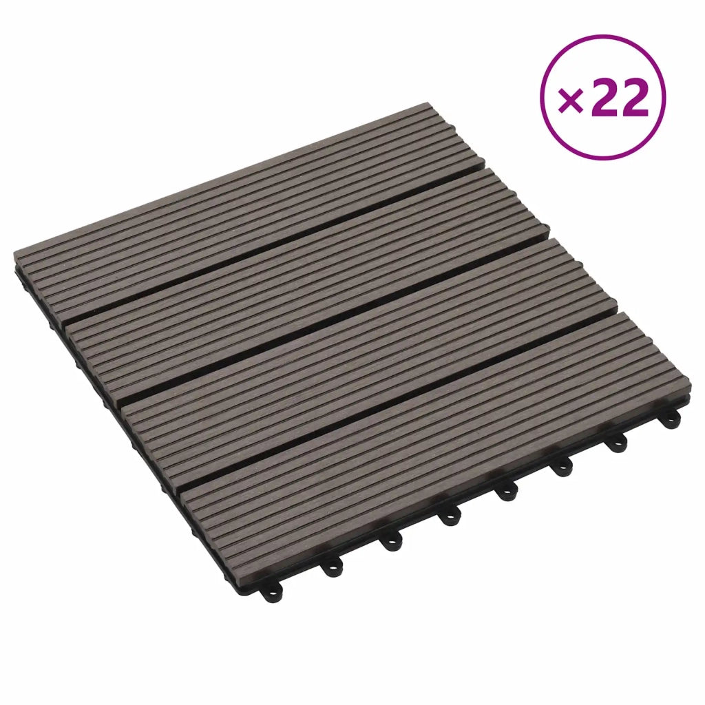 Piastrella per Decking 22 pcs Marrone Scuro 30 x 30 cm WPC