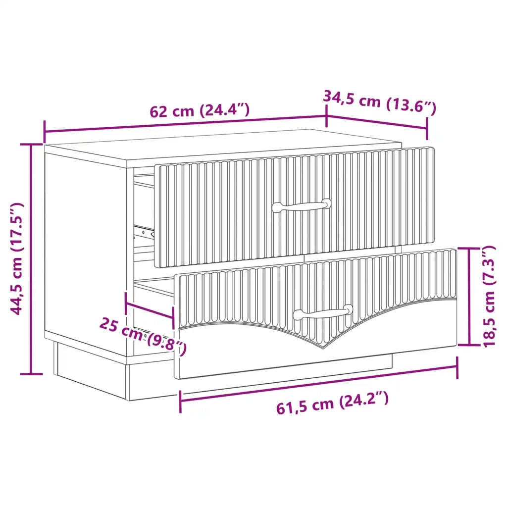 Armadio da Notte con cassetto Legno antico 62 x 34,5 x 44,5 cm