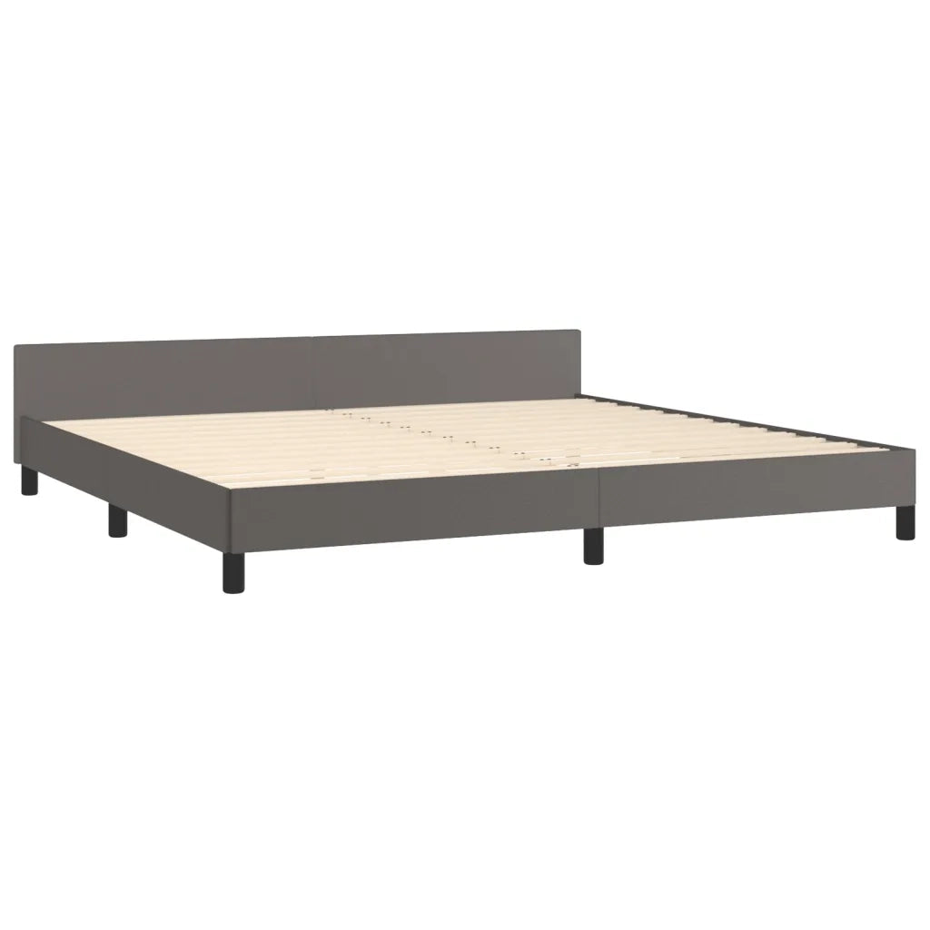 Giroletto con Testiera-Struttura Letto con testiera Grigio 200x200 cm in Similpelle 757277
