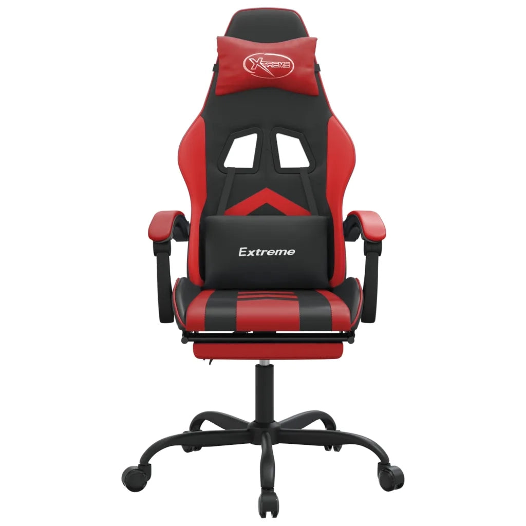 Sedia da Gaming con Poggiapiedi Nero e Rosso in Similpelle 3143903