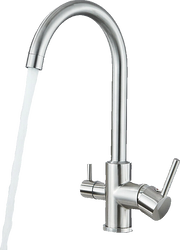 Felice | Rubinetto per acqua potabile a 3 vie in argento spazzolato premiu |Miscelatore cucina ad osmosi in acciaio inossidabile|Filtra 3 connessioni