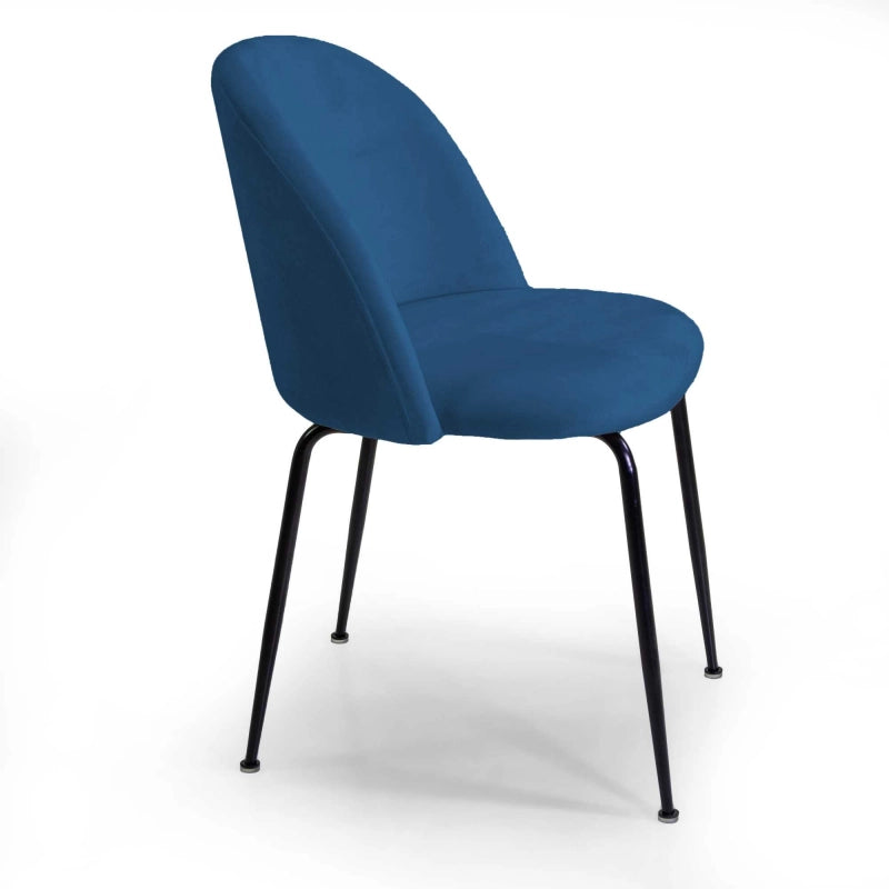 Sedia velluto Sammi blu struttura nero cm 50x57h47/77,5