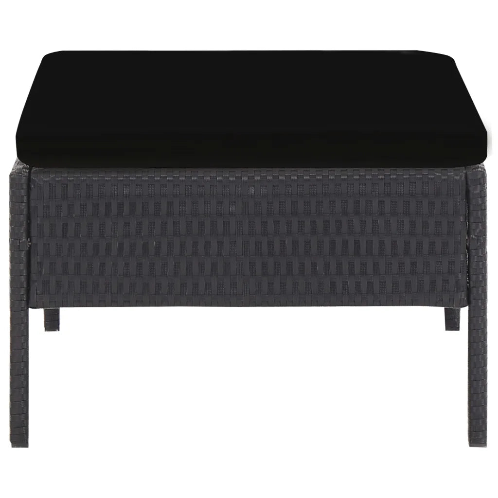Set Divani da Giardino 5 pz con Cuscini in Polyrattan Nero 48945