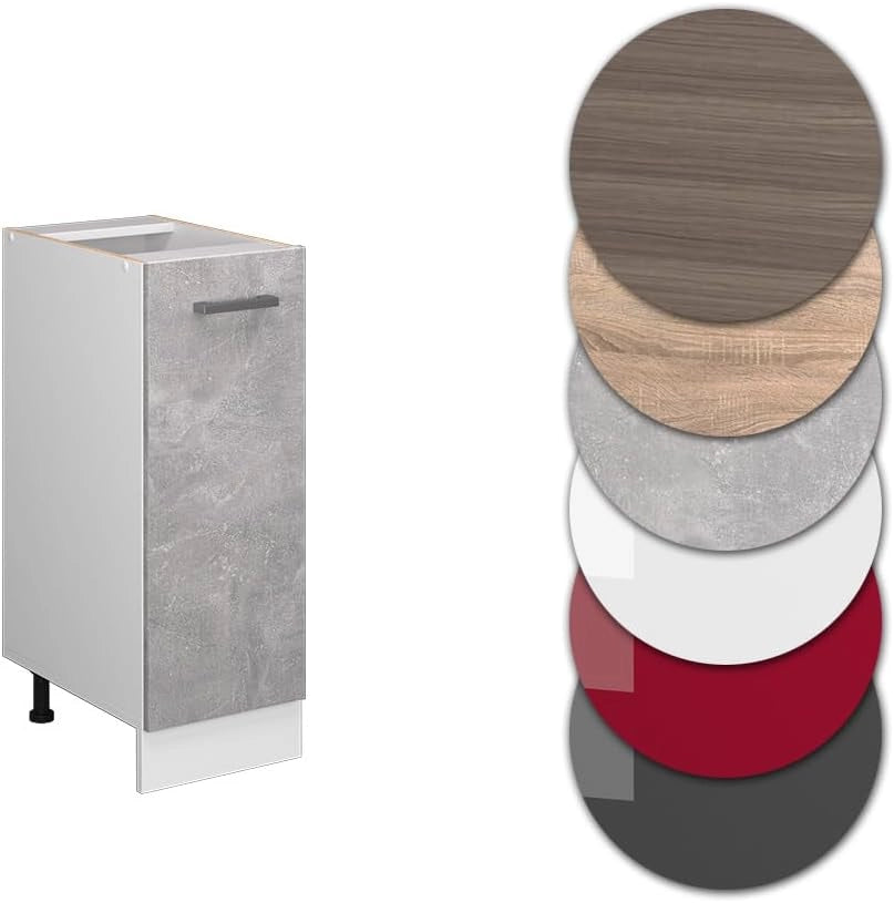Mobile cucina sottotetto R-Line, Cemento/Bianco, 80 cm con 2 porte