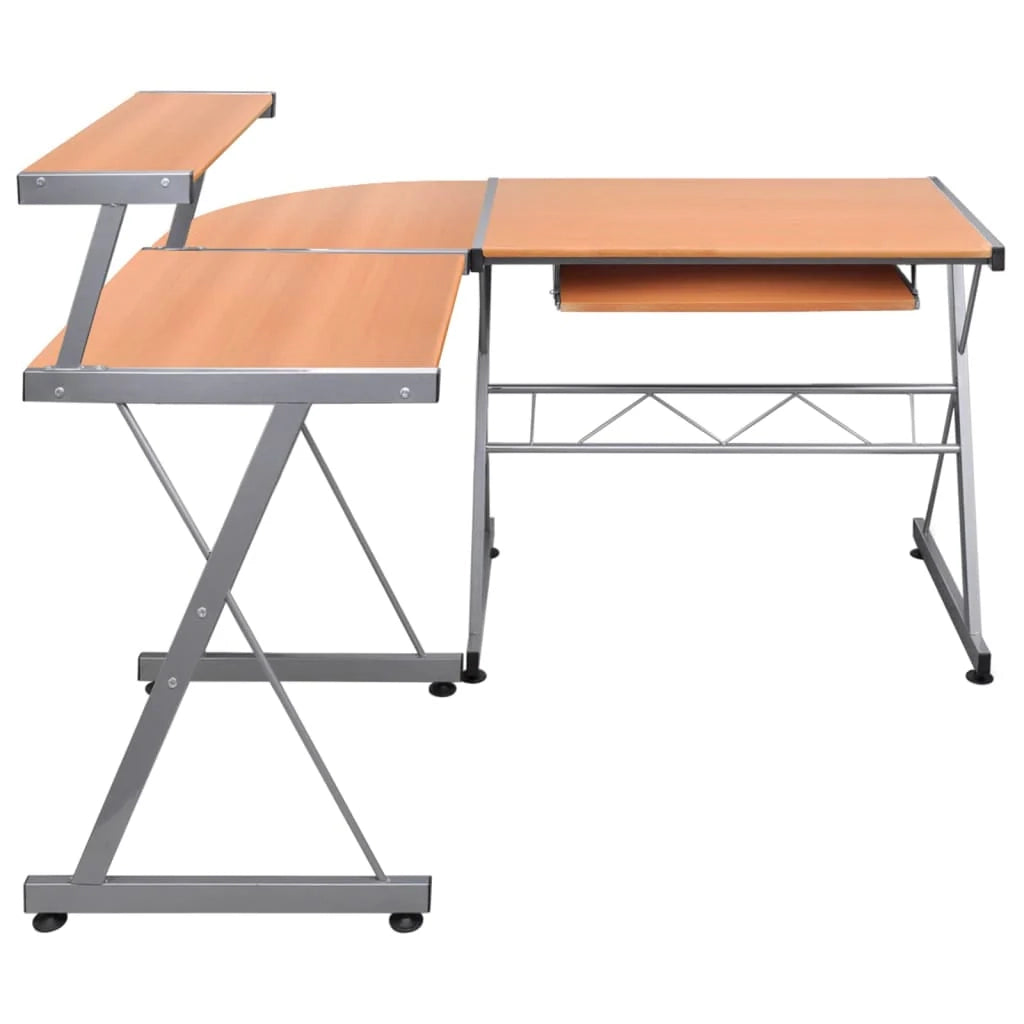 Scrivania angolare per computer/postazione di lavoro/tavolo da studio/scrivania per computer/tavolo da studio 132 x 112 x 99 cm legno ingegnerizzato marrone 02_0023731