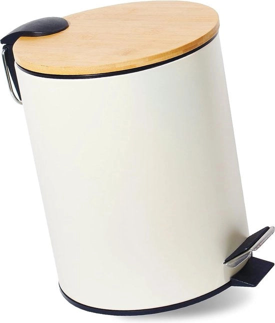 Emmetere da 5 litri in metallo con coperchio, bidet e vasca con chiusura morbida, colore beige, 5 litri