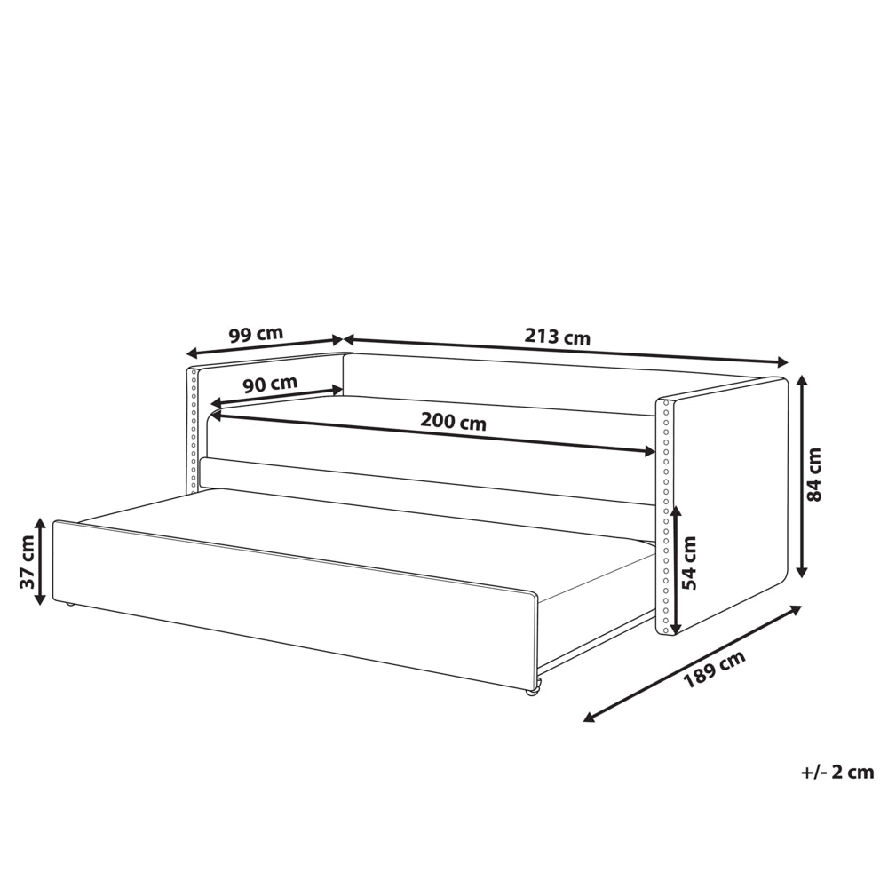 Letto estraibile 90 x 200 cm Velluto grigio chiaro Singolo doghe in legno Daybed Glamour Borchie decorative
