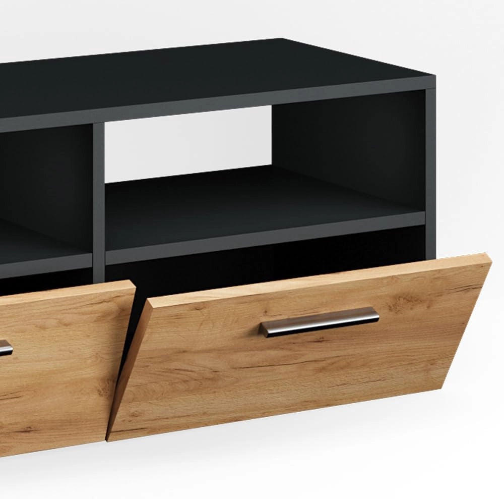Mobile tv Diego, Antracite, 190 x 38 cm, adatto come supporto TV con ripiani aperti