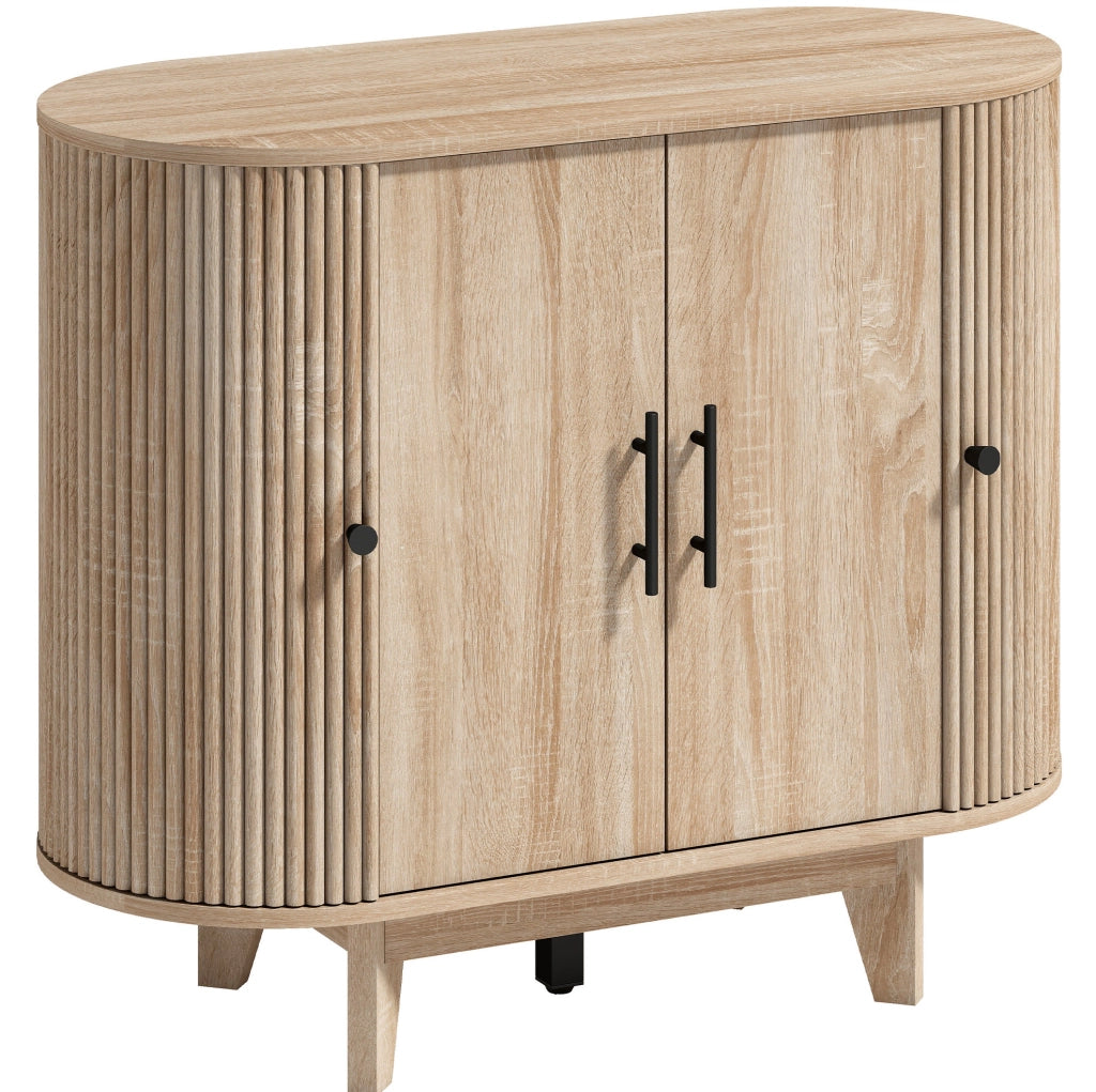 Buffet in MDF con effetto quercia e ripiani regolabili, 90x40x76 cm, colore nero