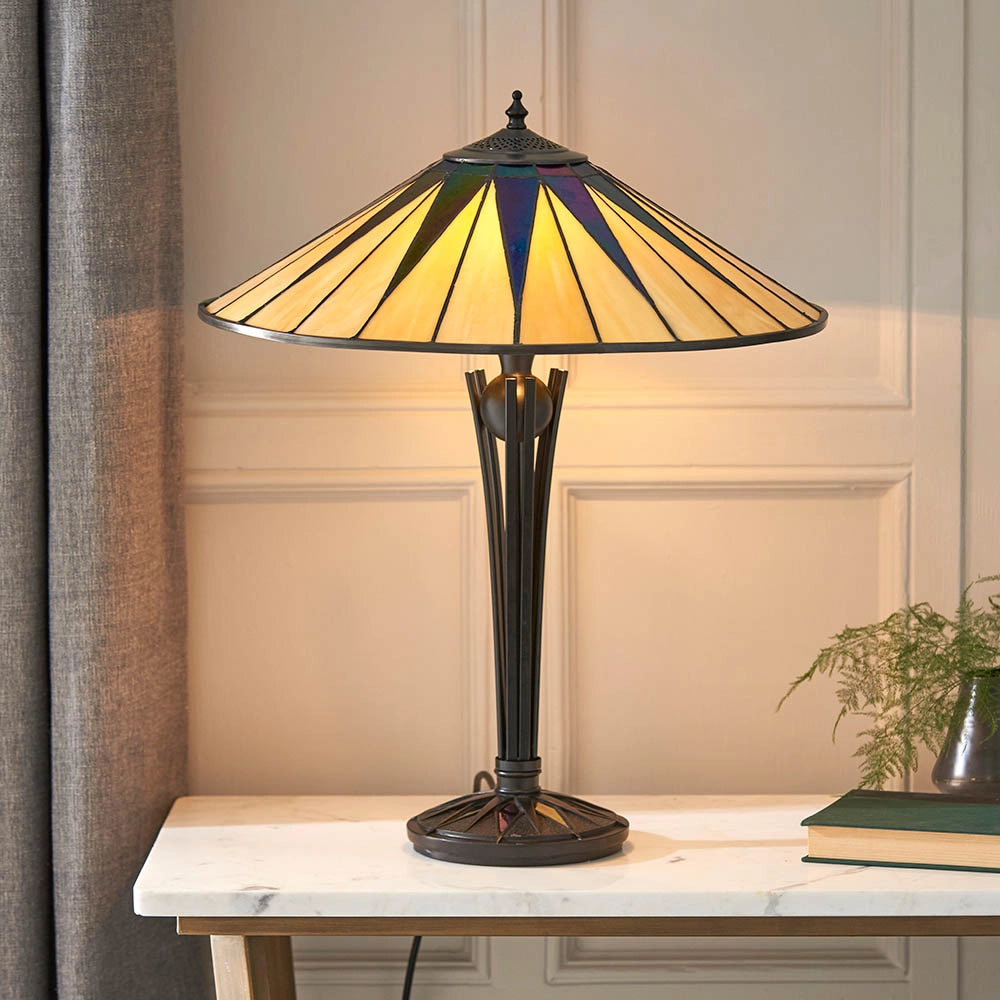 Lampada da tavolo Tiffany Dark Star, vetro, 2xE27 60W