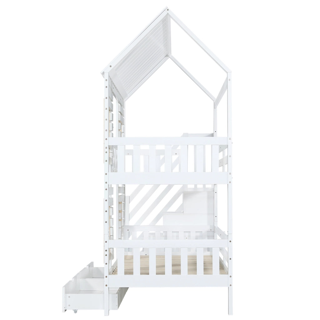 Letto a castello per bambini 90x200 cm bianco e naturale