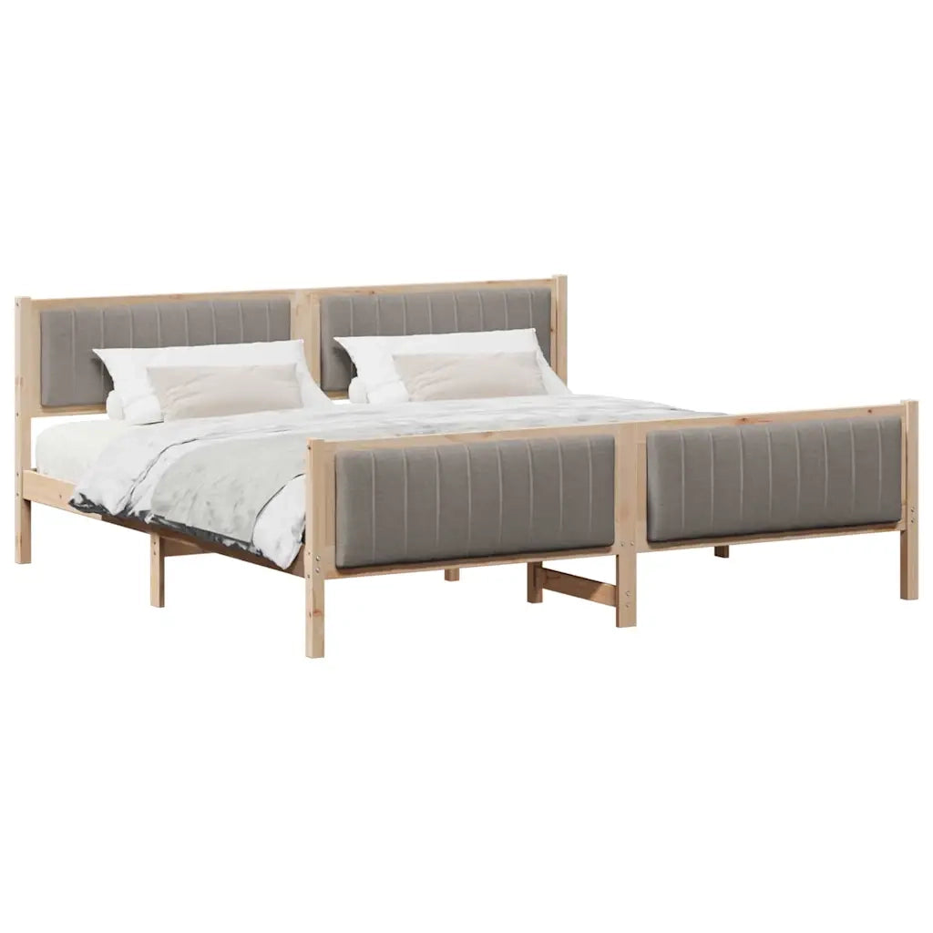 Struttura del Letto con testiera Marrone e taupe 200 x 200 cm