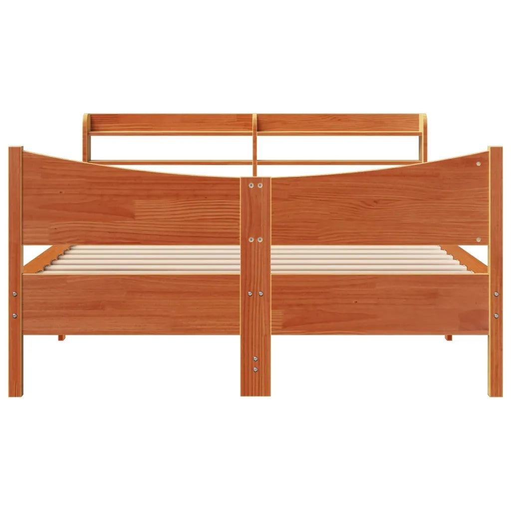 Giroletto con Testiera Marrone Cera 120x200 cm Massello Pino 3307049