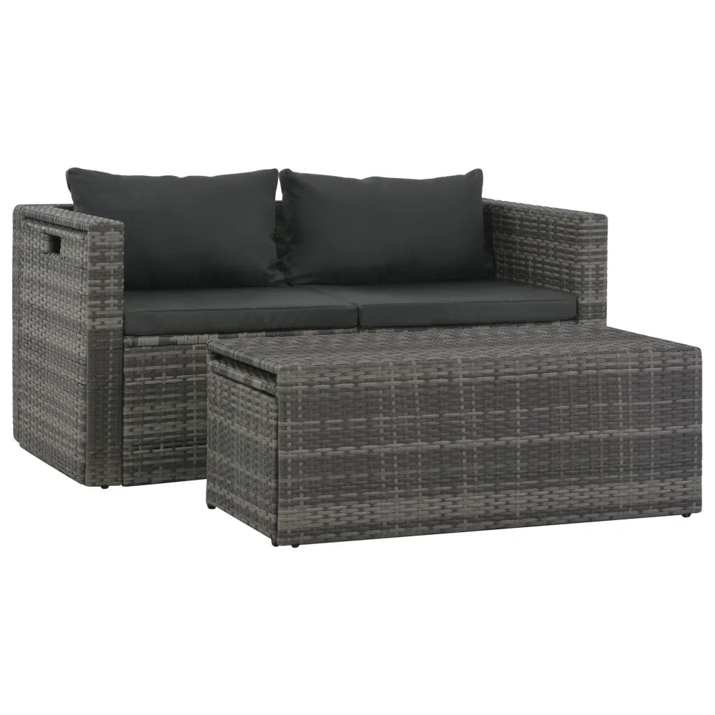 Set Divani da Giardino 6 pz con Cuscini in Polyrattan Grigio cod mxl 37497