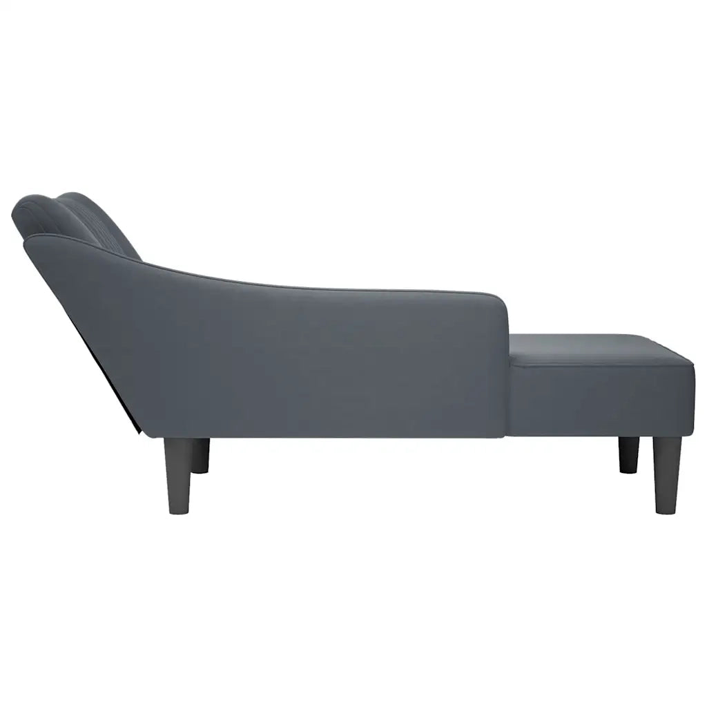 Sdraio con Bracciolo Destro in Velluto Grigio Scuro CFW1813914