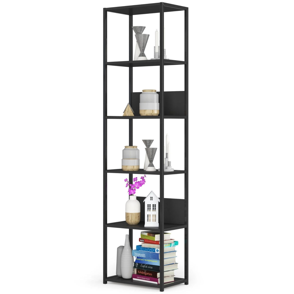 Scaffale stilo loft con ripiani in legno 50 cm Nera 50 cm 50x32x192 cm