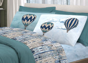 Completo Lenzuola Linea Pensieri Delicati 100% Cotone Disegno Volare - Singolo - Azzurro
