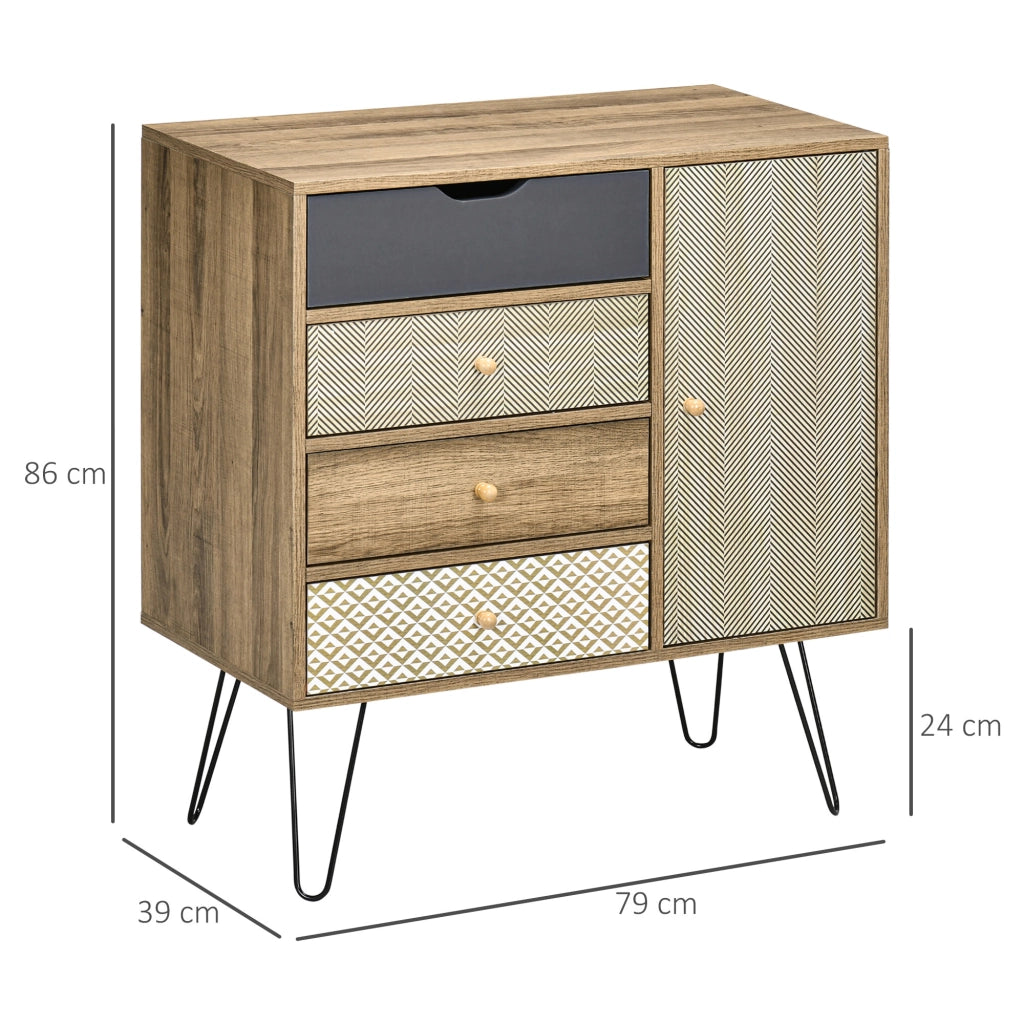 Cassettiera 4 cassetti con ante ¨C zephmum ¨C marrone 79x39x86 cm