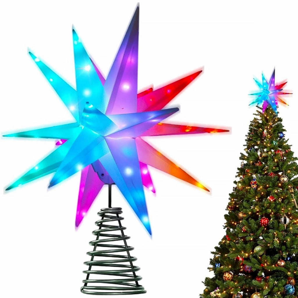 Stella Luminosa 3D RGB 60cm gestibile daTelecomando e App Bluetooth IP44 31V Luci per Esterni e Interni, Effetti Musicali, Decorazioni Natalizie Balconi e Puntale Albero