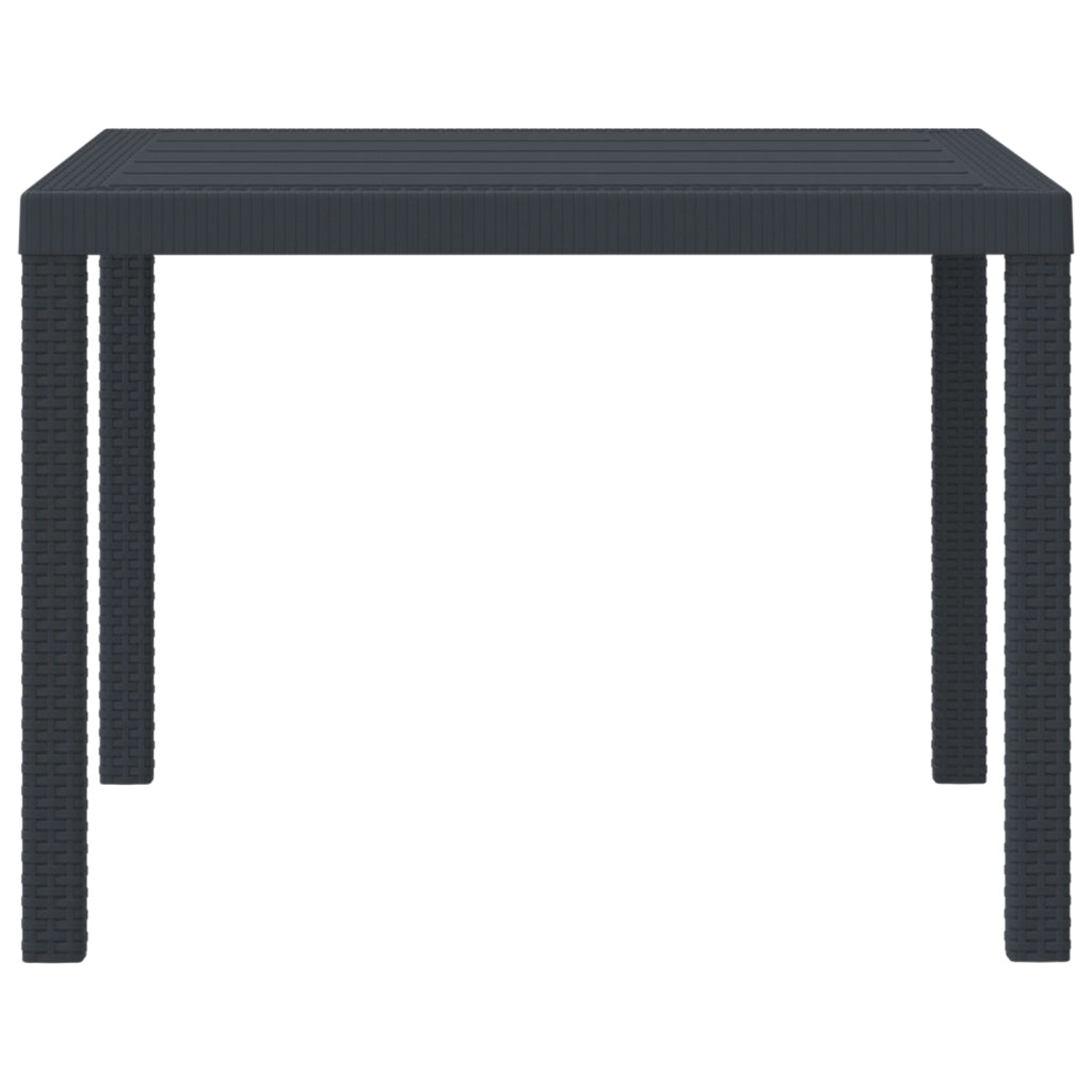 Tavolo da Giardino Antracite 100x100x73 cm in Rattan Sintetico