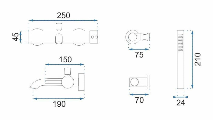 Rubinetto Da Vasca Rea Lungo Black Metallic