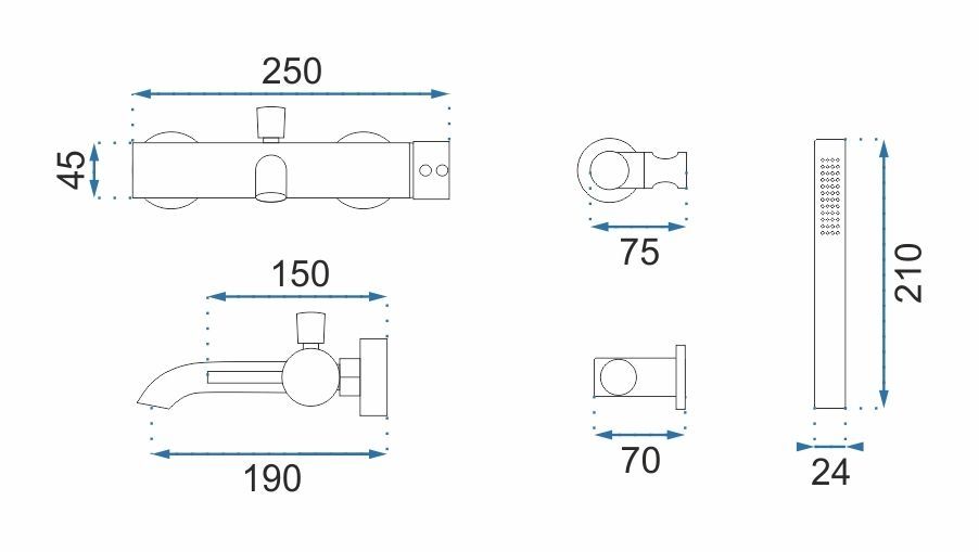 Rubinetto Da Vasca Rea Lungo Black Metallic