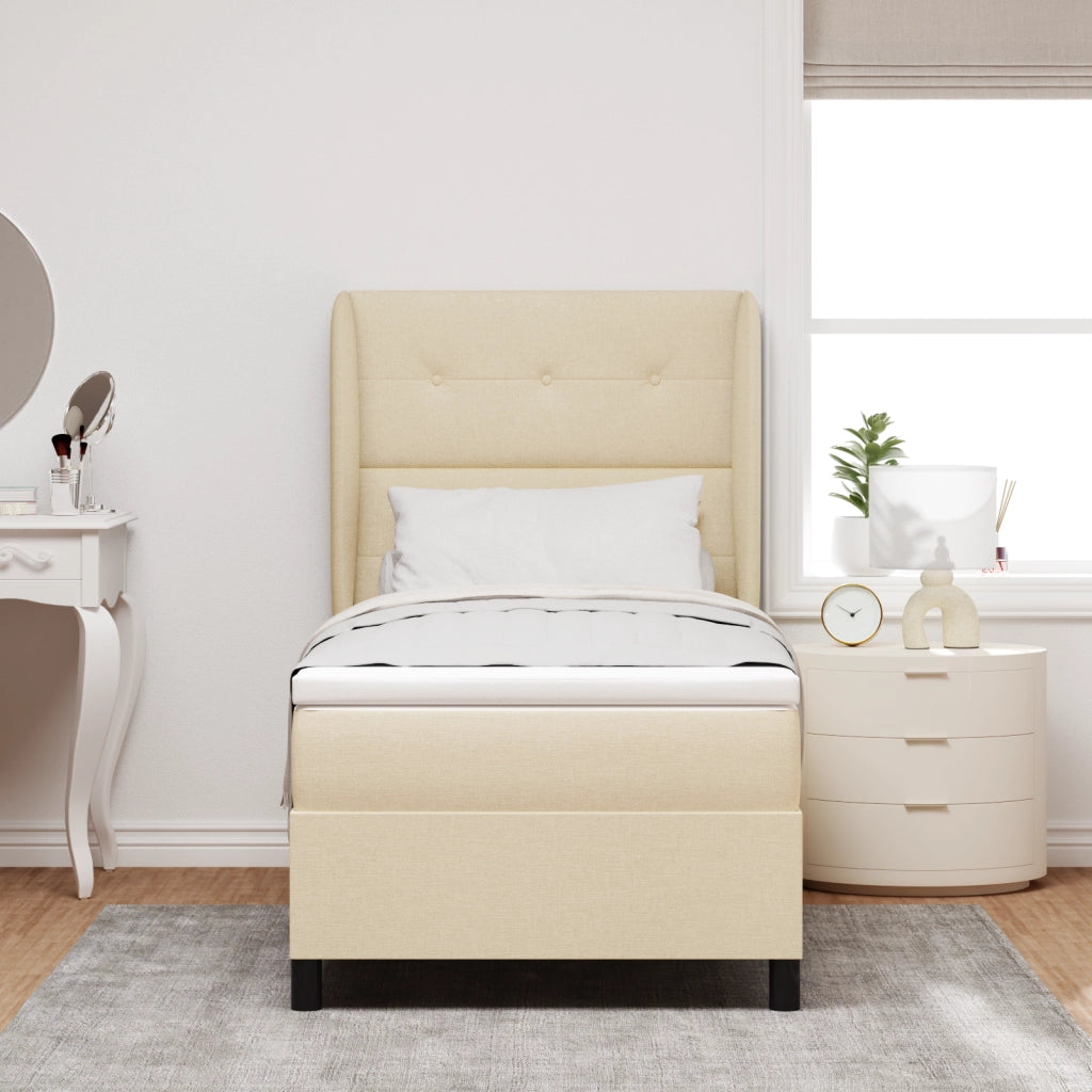 Letto a molle con materasso  Crema 90x200 cm Tessuto
