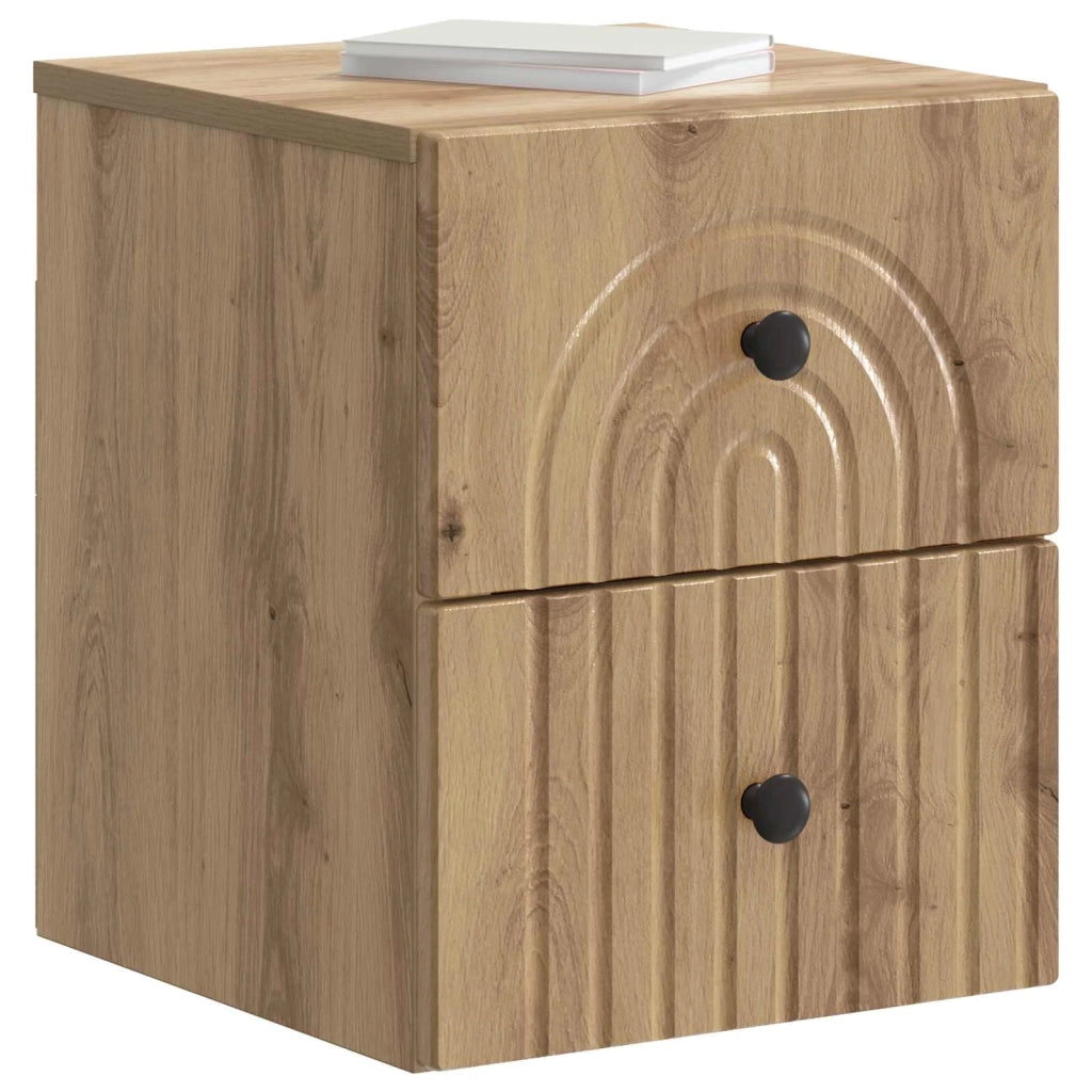 Mobiletto da notte a muro Rovere Artigianale 33 x 34,5 x 40 cm