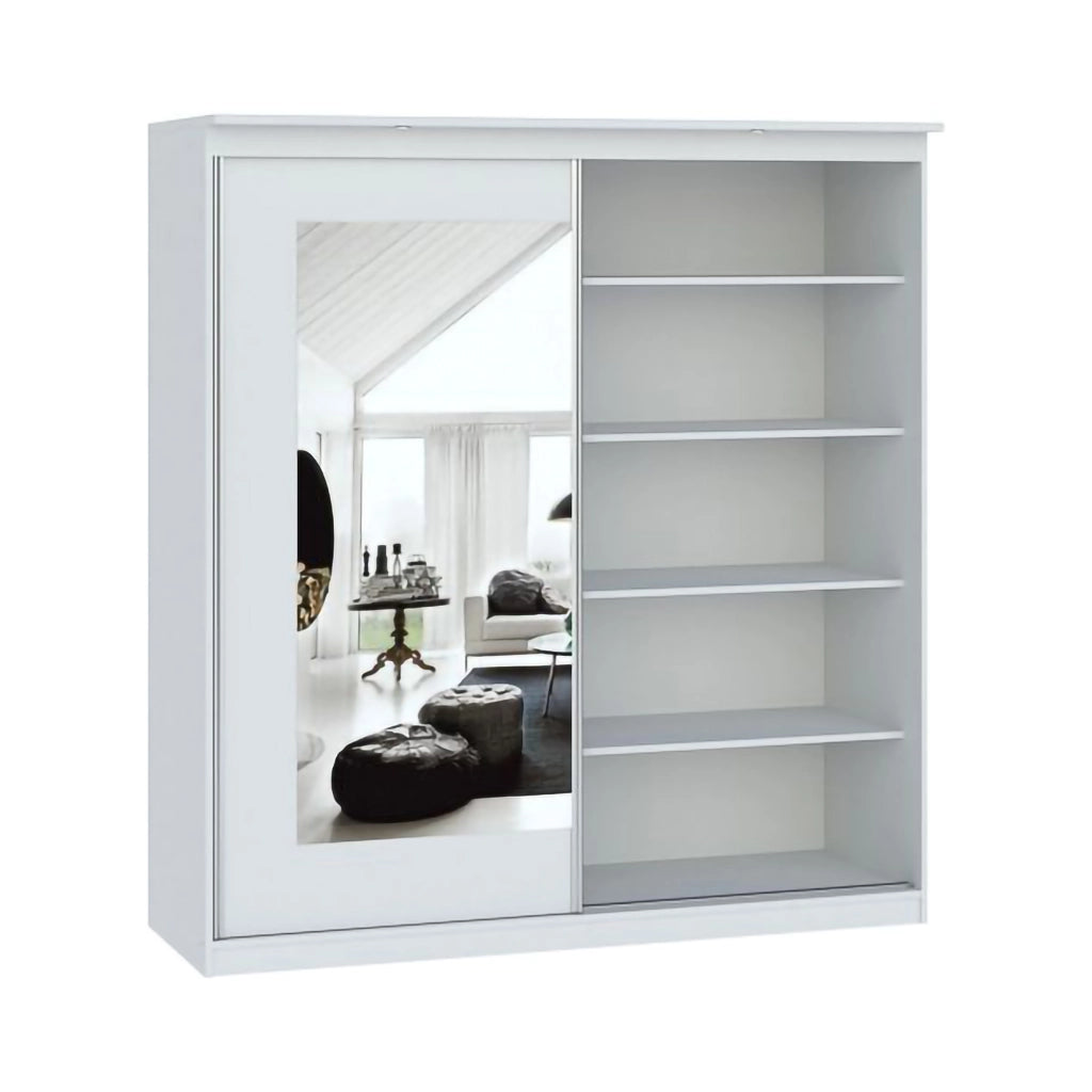 Armadio Camera da Letto Lesale, Guardaroba 2 Ante 5 Ripiani, 180x195h cm Bianco