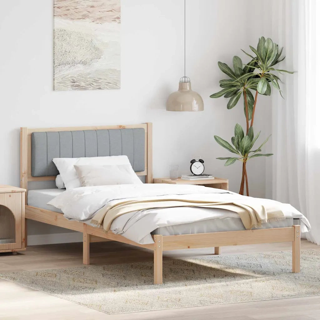 Letto con Testiera Rivestita Grigio chiaro 100 x 200 cm