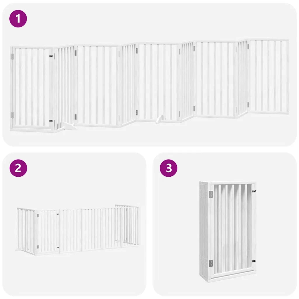 vidaXL Cancello Cani Porta Pieghevole Bianco 9 Pannelli 450 cm Pioppo