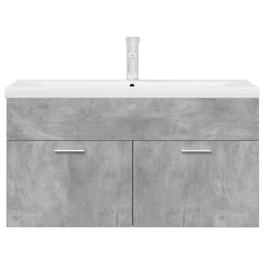 Mobile da Bagno con Lavabo Integrato e Rubinetto-Armadietto da bagno con Lavandino Grigio Cemento 559464