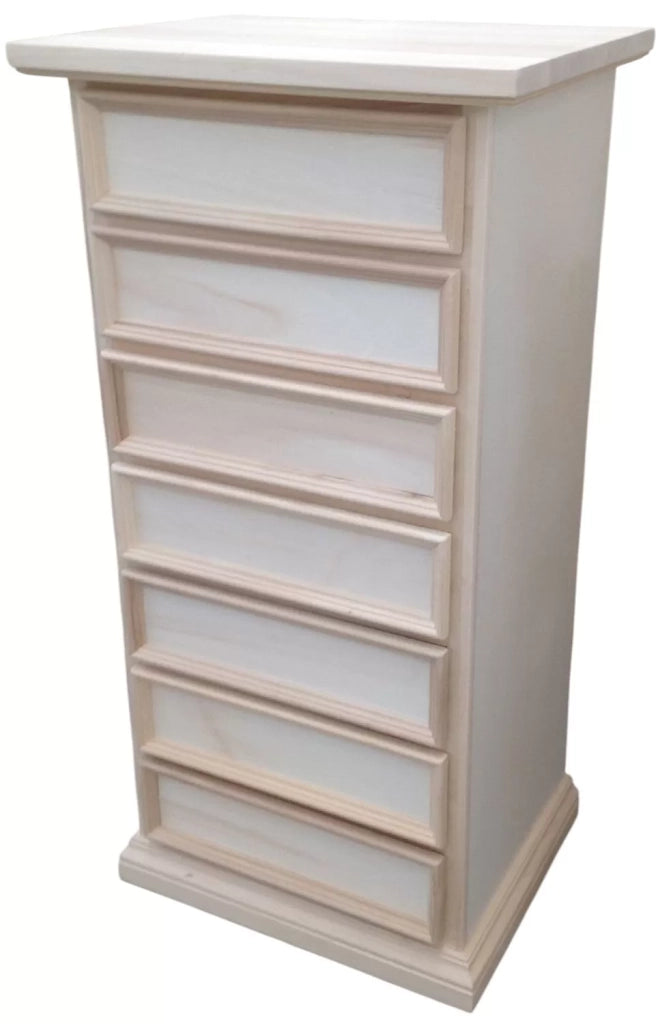 Cassettiera arte povera 7 cassetti in legno tinta noce scuro 60x47x115 (717) - Mobili 2G