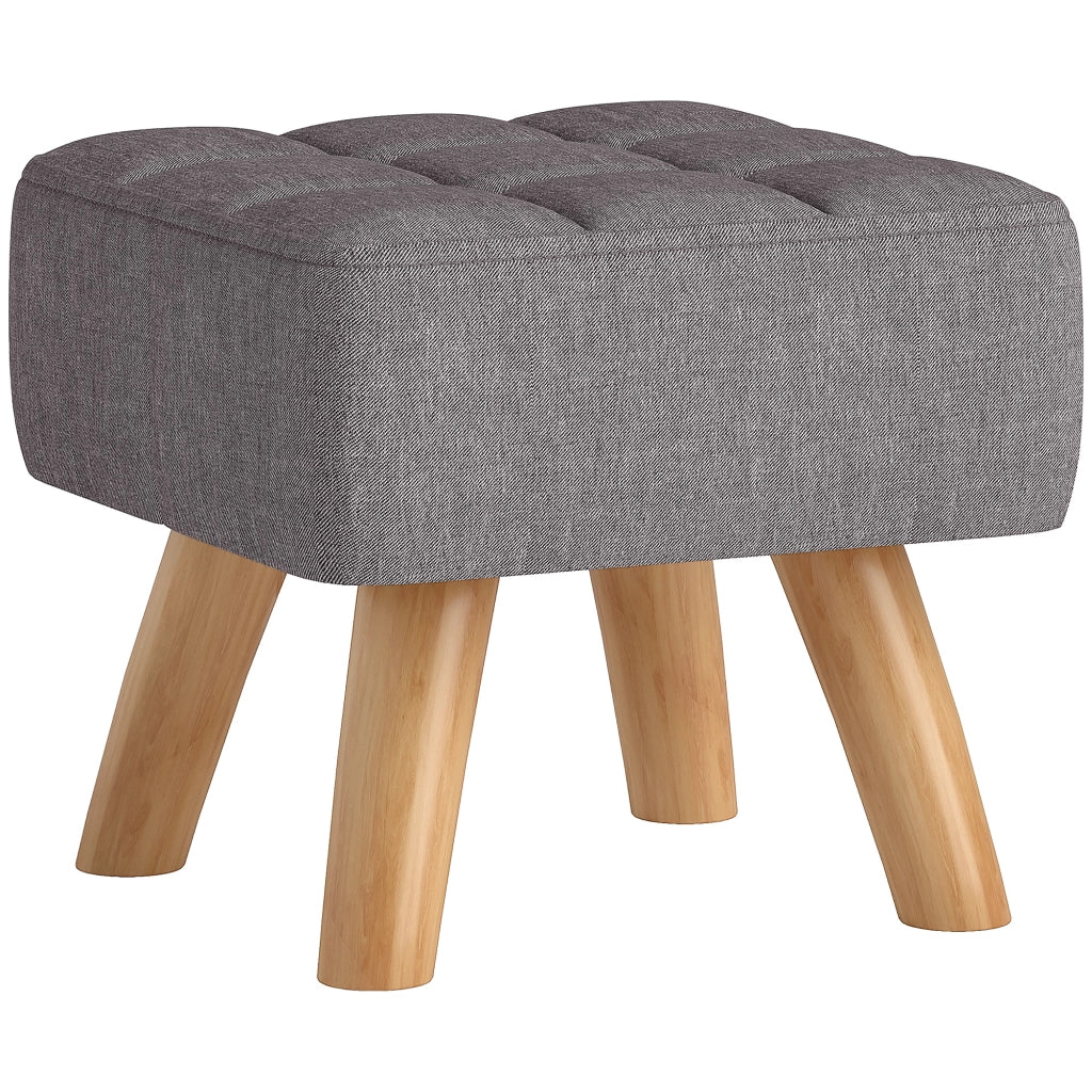 Pouf in tessuto con gambe in legno ¨C zephmum ¨C grigio 27x27x26 cm