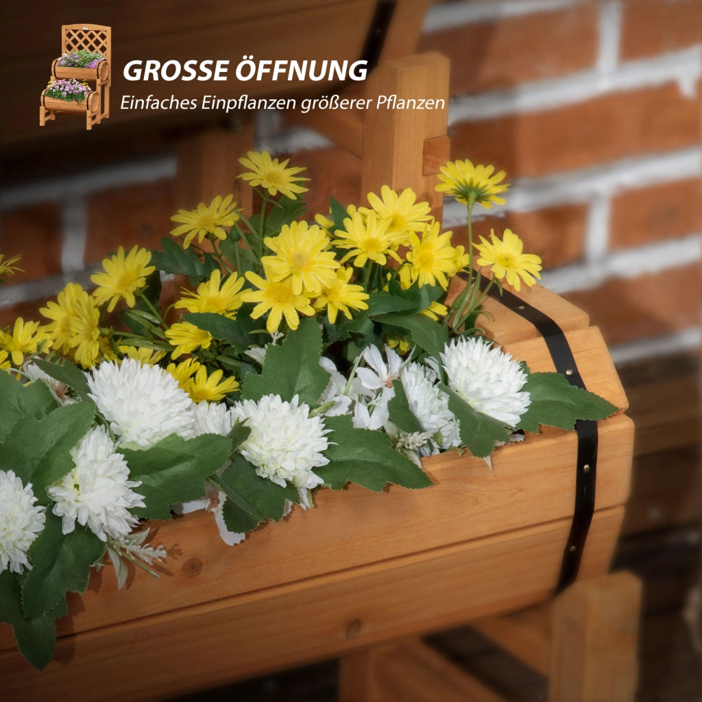 FIORIERA CON TUTORE 45 x 45 x 80 cm in legno massello giallo