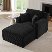 Chaise longue relax in velluto a coste nero, senza montaggio