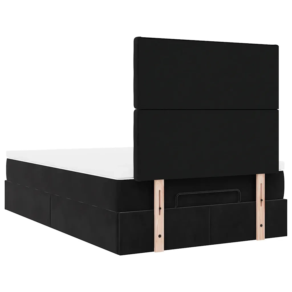 Struttura Letto Pouf con Materassi Nero 120x200 cm Velluto