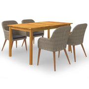 Set Mobili da Pranzo per Giardino 5 pz Marrone cod mxl 49241