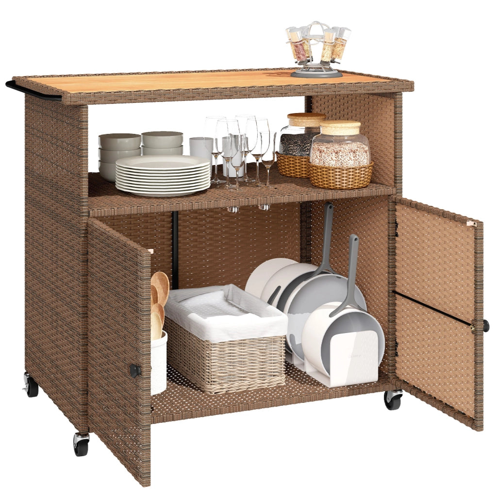 Carrello da cucina Rattan ¨C zephmum ¨C Legno di Eucalipto FSC 95x54x84 cm