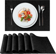 Set di tovaglie da tavola da 6 pezzi - Tovaglie da tavola in PVC nero 44x32 cm - Lavabili e resistenti al calore tovaglie da tavola per tavola da pranzo