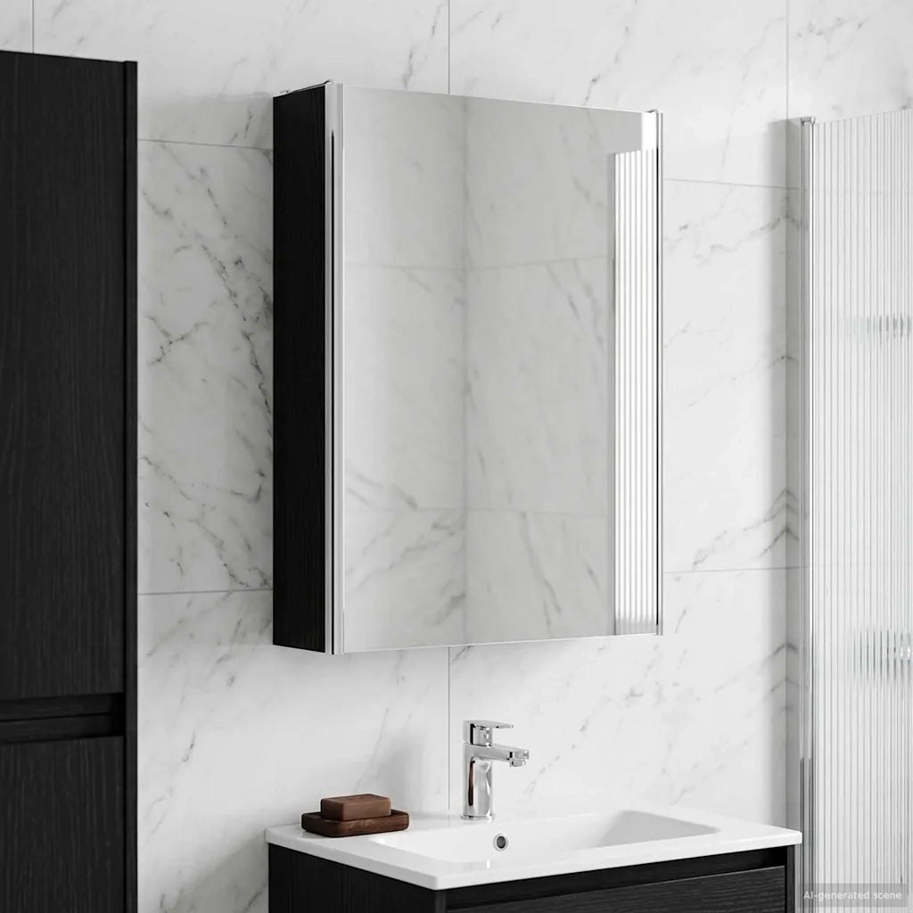 Mobiletto per specchio da bagno Rovere Nero 53,5 x 15,5 x 70 cm 889232