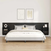 Testata con Comodino 3 pz-Set di 3 Testiera con Contenitore Rovere Nero Legno multistrato 399517