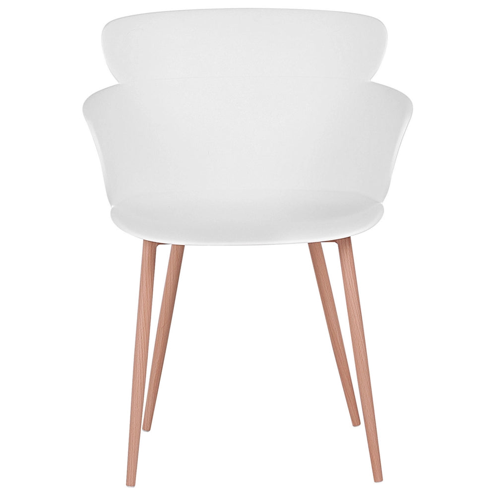Set di 2 sedie da pranzo bianche in materiale sintetico gambe in metallo schienale ergonomico moderno soggiorno