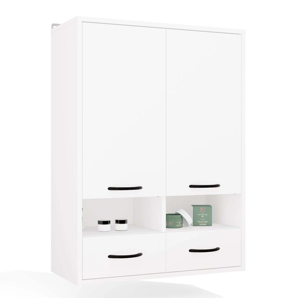 Mobile bagno sospeso NINA W2D2P2S bianco scaffale 2 ante 8 ripiani 2 cassetti