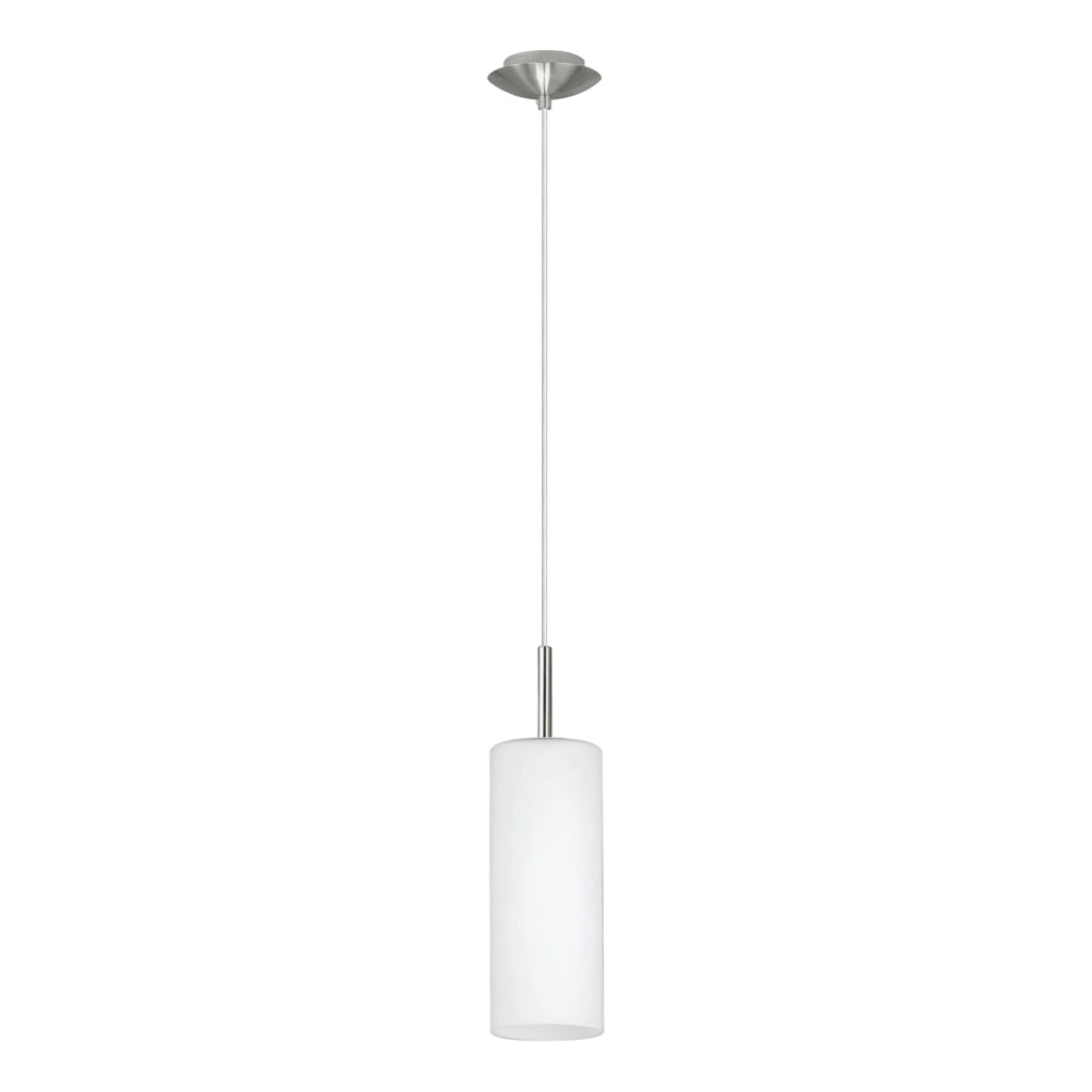Lampadario A Sospensione Contemporaneo Troy 3 Acciaio Nichel Vetro 1 Luce E27