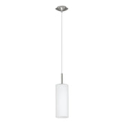 Lampadario A Sospensione Contemporaneo Troy 3 Acciaio Nichel Vetro 1 Luce E27