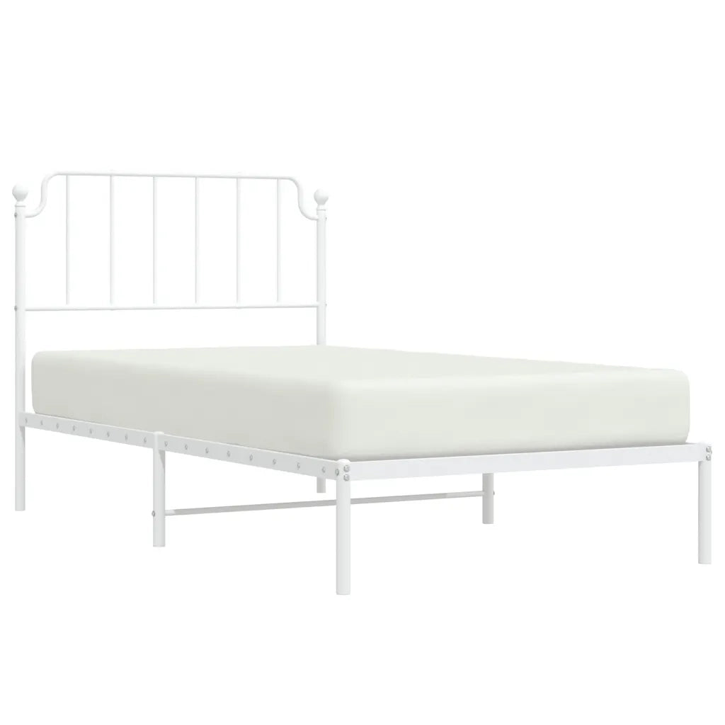 Giroletto con Testiera Metallo Bianco 100x200 cm 373931